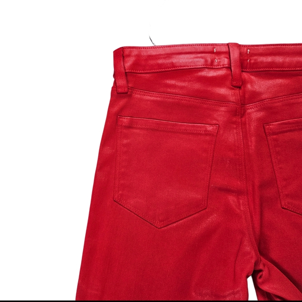 NWT. L'AGENCE Ruth Highrise Coated Straight Jeans In Lava Red - Picture 9 of 13